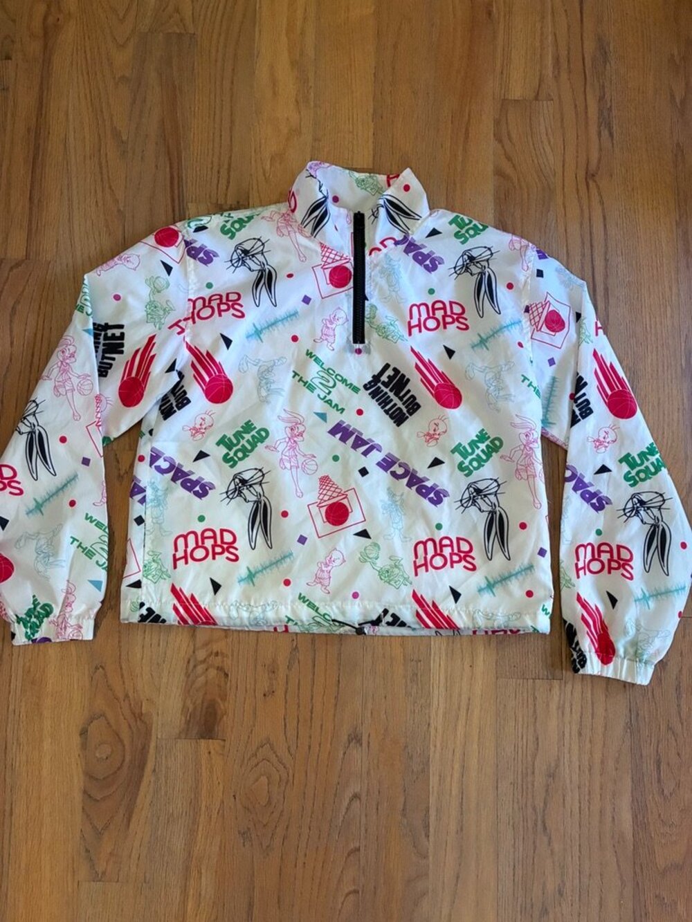 Space Jam A New Legacy Looney Tunes White Half Zip Crop Windbreaker Medium